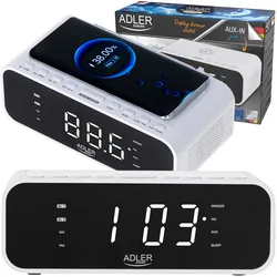 Radiobudzik z ładowarką bezprzewodową Adler AD 1192W Bluetooth AUX - biały