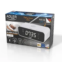 Radiobudzik z ładowarką bezprzewodową Adler AD 1192W Bluetooth AUX - biały