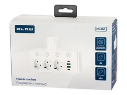 Rozgałęźnik PS-380 3-Gniazda 2xUSB 2xUSB-C z lampką PIR biały