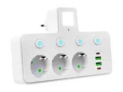 Rozgałęźnik PS-380 3-Gniazda 2xUSB 2xUSB-C z lampką PIR biały