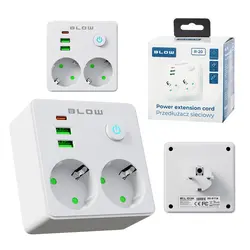 Rozgałęźnik R-20 PR 2-GNIAZDA   2USB   USB-C białe