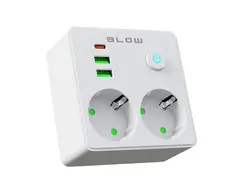 Rozgałęźnik R-20 PR 2-GNIAZDA   2USB   USB-C białe
