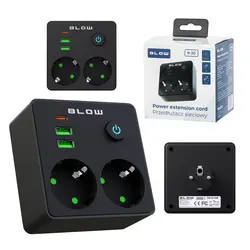 Rozgałęźnik R-20 PR 2-GNIAZDA   2USB   USB-C czarny