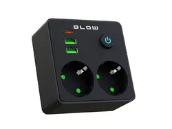 Rozgałęźnik R-20 PR 2-GNIAZDA   2USB   USB-C czarny