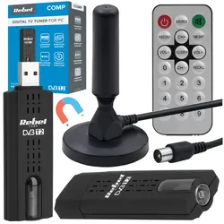 Samochodowy zestaw DVB-T2 tuner cyfrowy USB PC + antena TV zewnętrzna z magnesem
