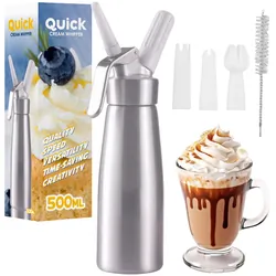 Saturator do bitej śmietany QUICK CREAM WHIPPER srebrny 0,5L na naboje