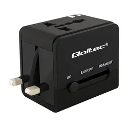 Sieciowy adapter podróżny przejściówka Qoltec 10.5W 5V 2.1A 2xUSB - Anglia USA Europa Australia Japonia