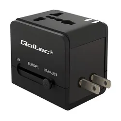 Sieciowy adapter podróżny przejściówka Qoltec 10.5W 5V 2.1A 2xUSB - Anglia USA Europa Australia Japonia