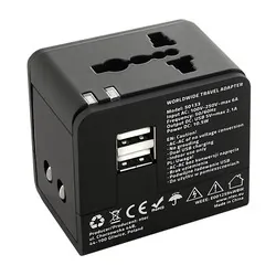 Sieciowy adapter podróżny przejściówka Qoltec 10.5W 5V 2.1A 2xUSB - Anglia USA Europa Australia Japonia