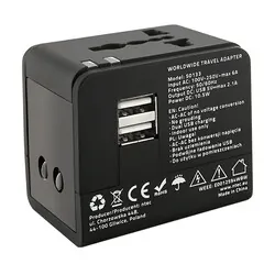 Sieciowy adapter podróżny przejściówka Qoltec 10.5W 5V 2.1A 2xUSB - Anglia USA Europa Australia Japonia