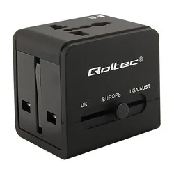 Sieciowy adapter podróżny przejściówka Qoltec 10.5W 5V 2.1A 2xUSB - Anglia USA Europa Australia Japonia