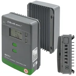 Solarny regulator ładowania MPPT z czujnikiem temperatury Qoltec 20A 12V/24V LCD 2x USB