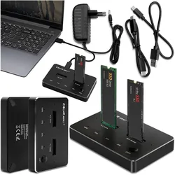 Stacja dokująca dysków Qoltec 2x SSD M.2 NVMe SATA USB-C DUAL 2x 2TB