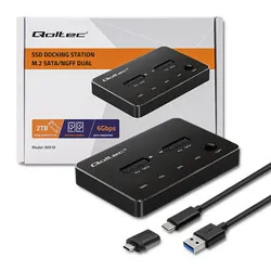 Stacja dokująca dysków Qoltec 2x SSD M.2 SATA NGFF USB Typ C