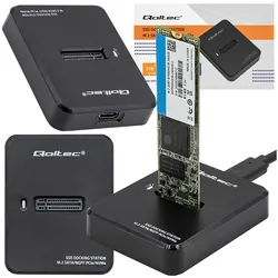 Stacja dokująca dysków Qoltec SSD M.2 SATA/PCIe NGFF/NVMe USB 3.1