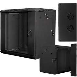 Szafa instalacyjna dwusekcyjna RACK wisząca 19'' 12U 600x600 drzwi szklane Lanberg - czarna
