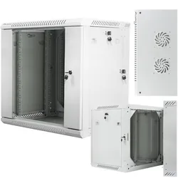 Szafa instalacyjna dwusekcyjna RACK wisząca 19'' 12U 600x600 drzwi szklane Lanberg - szara