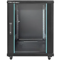 Szafa instalacyjna RACK Qoltec 19'' 15U 600 x 600 x 855 hartowane drzwi stojąca - czarna