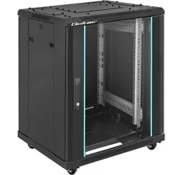Szafa instalacyjna RACK Qoltec 19'' 15U 600 x 600 x 855 hartowane drzwi stojąca - czarna