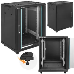 Szafa instalacyjna RACK Qoltec 19'' 15U 600 x 600 x 855 hartowane drzwi stojąca - czarna