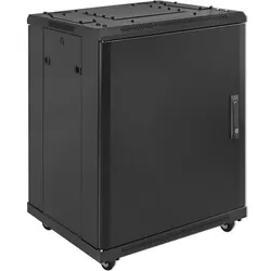 Szafa instalacyjna RACK Qoltec 19'' 15U 600 x 600 x 855 hartowane drzwi stojąca - czarna