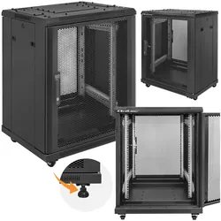 Szafa instalacyjna RACK Qoltec 19'' 15U 600 x 600 x 855 perforowane drzwi stojąca - czarna