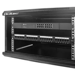 Szafa instalacyjna RACK Qoltec 19'' 6U 600 x 370 x 600 perforowane drzwi - czarna