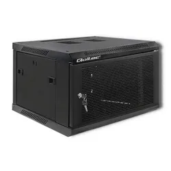 Szafa instalacyjna RACK Qoltec 19'' 6U 600 x 370 x 600 perforowane drzwi - czarna
