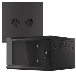 Szafa instalacyjna RACK V2 wisząca 19'' 6U 600x600 drzwi szklane Lanberg  - czarna