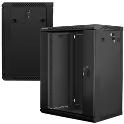 Szafa instalacyjna RACK wisząca 19'' 15U 600x450 drzwi szklane Lanberg - czarna