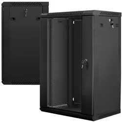 Szafa instalacyjna RACK wisząca 19'' 18U 600x450 drzwi szklane Lanberg - czarna