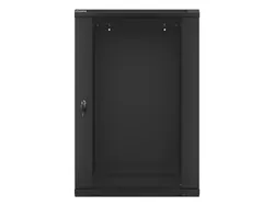 Szafa instalacyjna RACK wisząca 19'' 18U 600x600 drzwi szklane Lanberg - czarna