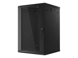 Szafa instalacyjna RACK wisząca 19'' 18U 600x600 drzwi szklane Lanberg - czarna
