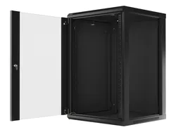 Szafa instalacyjna RACK wisząca 19'' 18U 600x600 drzwi szklane Lanberg - czarna