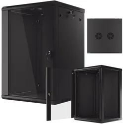 Szafa instalacyjna RACK wisząca 19'' 18U 600x600 drzwi szklane Lanberg - czarna