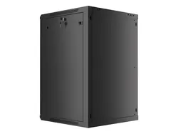 Szafa instalacyjna RACK wisząca 19'' 18U 600x600 drzwi szklane Lanberg - czarna