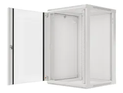 Szafa instalacyjna RACK wisząca 19'' 18U 600x600 drzwi szklane Lanberg - szara