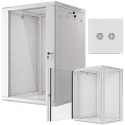Szafa instalacyjna RACK wisząca 19'' 18U 600x600 drzwi szklane Lanberg - szara