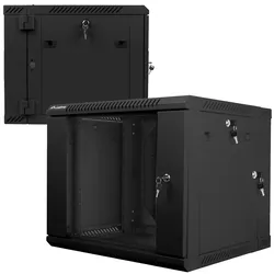 Szafa instalacyjna RACK wisząca 19'' 9U 600x600 drzwi szklane Lanberg - czarna