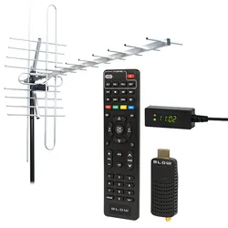 Tuner DVB-T2 BLOW 7000FHD MINI H.265 HEVC   antena kierunkowa VHF/UHF MUX8