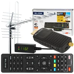 Tuner DVB-T2 BLOW 7000FHD MINI H.265 HEVC + antena kierunkowa VHF/UHF MUX8
