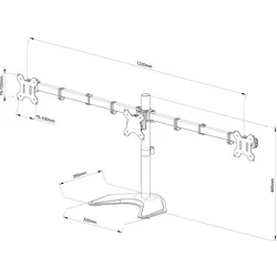 Uchwyt biurkowy do trzech monitorów LED/LCD 13-27