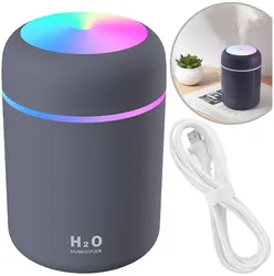 Ultradźwiękowy nawilżacz powietrza 2w1 dyfuzor aromaterapia podświetlany LED - grafitowy