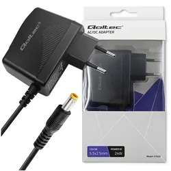 Uniwersalny zasilacz wtyczkowy Qoltec 24W 12V 2A 5.5*2.5mm