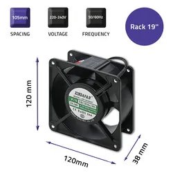 Wentylator do szaf RACK 19'' 230V Qoltec 120x120x38 Czarny