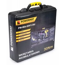 Wkrętarka wiertarka akumulatorowa 20V 1,5Ah LED Powermat PM-WA-20V1-SU zestaw 92 elementów   walizka