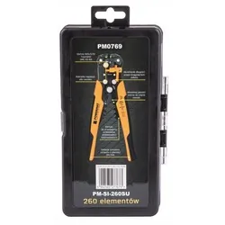Zaciskarka ściągacz izolacji kabli przewodów Powermat PM-SI-260SU zestaw 260 elementów