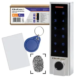 Zamek szyfrowy dotykowy Qoltec Proteus z czytnikiem linii papilarnych RFID kod karta brelok dzwonek