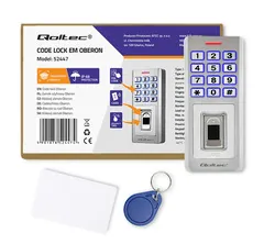 Zamek szyfrowy Qoltec Oberon z czytnikiem linii papilarnych RFID kod karta brelok dzwonek