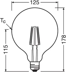 Żarówka LED filament E27 LEDVANCE 7W 2700K barwa ciepła